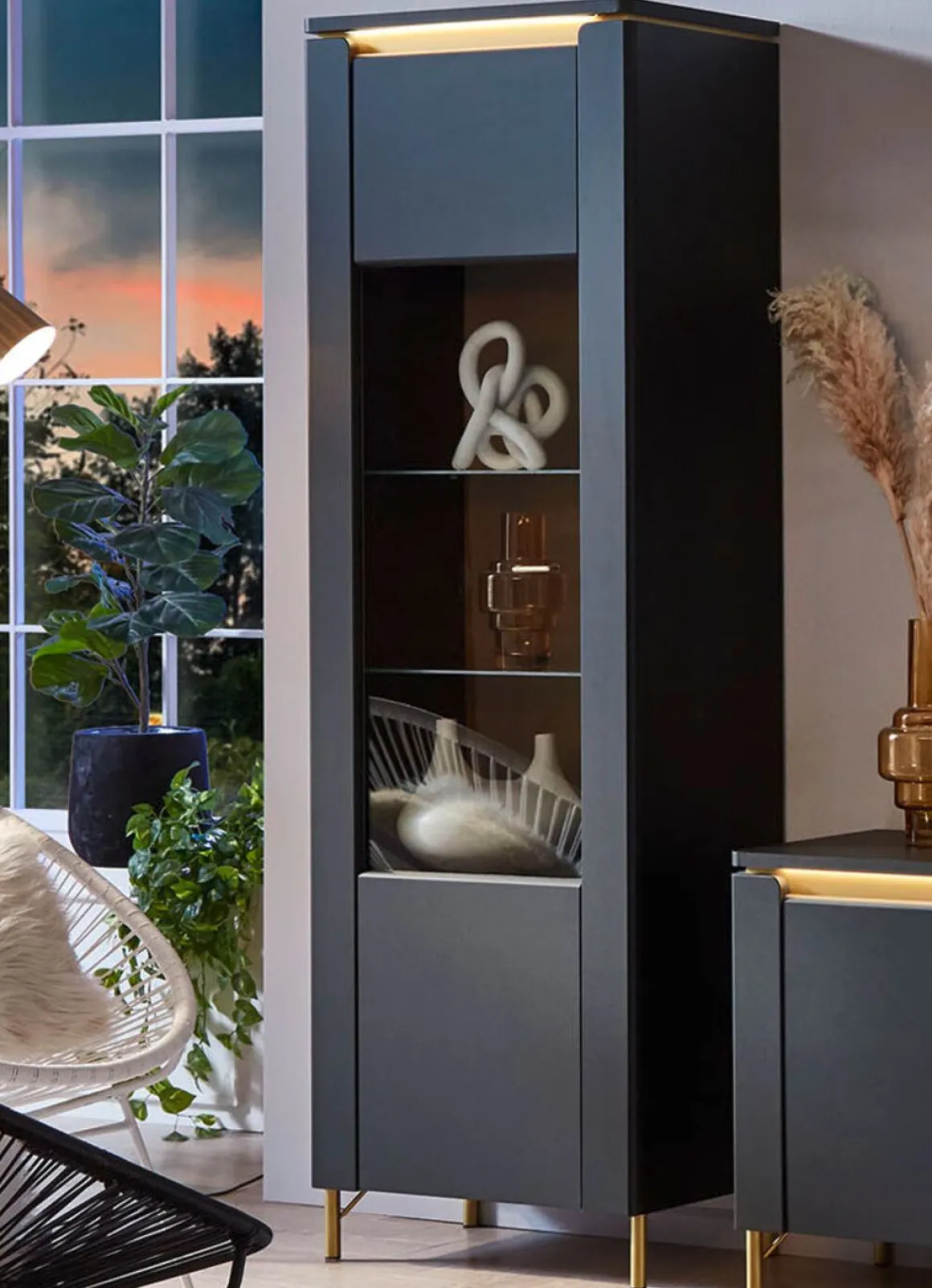 Vitrine mit LED-Beleuchtung und Softclose