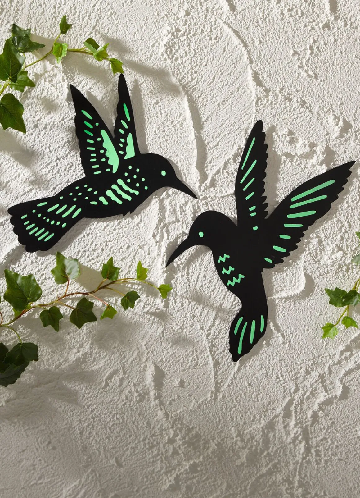 Wanddeko "Kolibri" 2er-Set nachtleuchtend