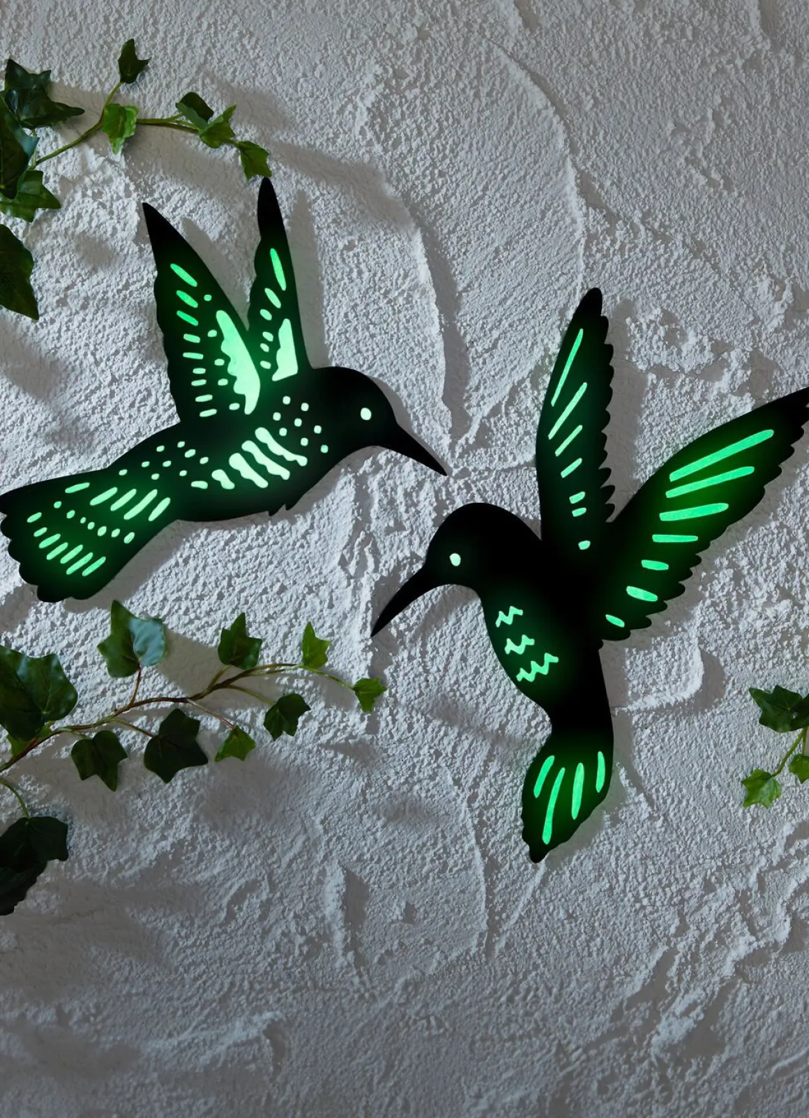 Wanddeko "Kolibri" 2er-Set nachtleuchtend