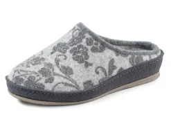 Wollfilz-Pantoffel mit floralem Druck